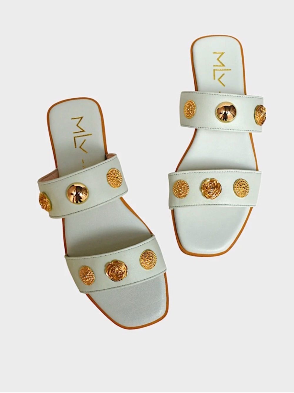 MLV Cindy08 Mint/Pastel Green Sandals with Gold Accents